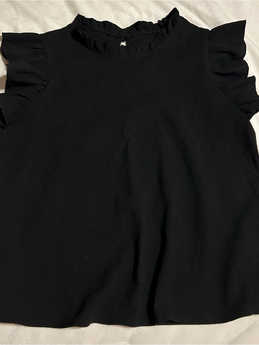 Black Ruffled Sleeve Blouse